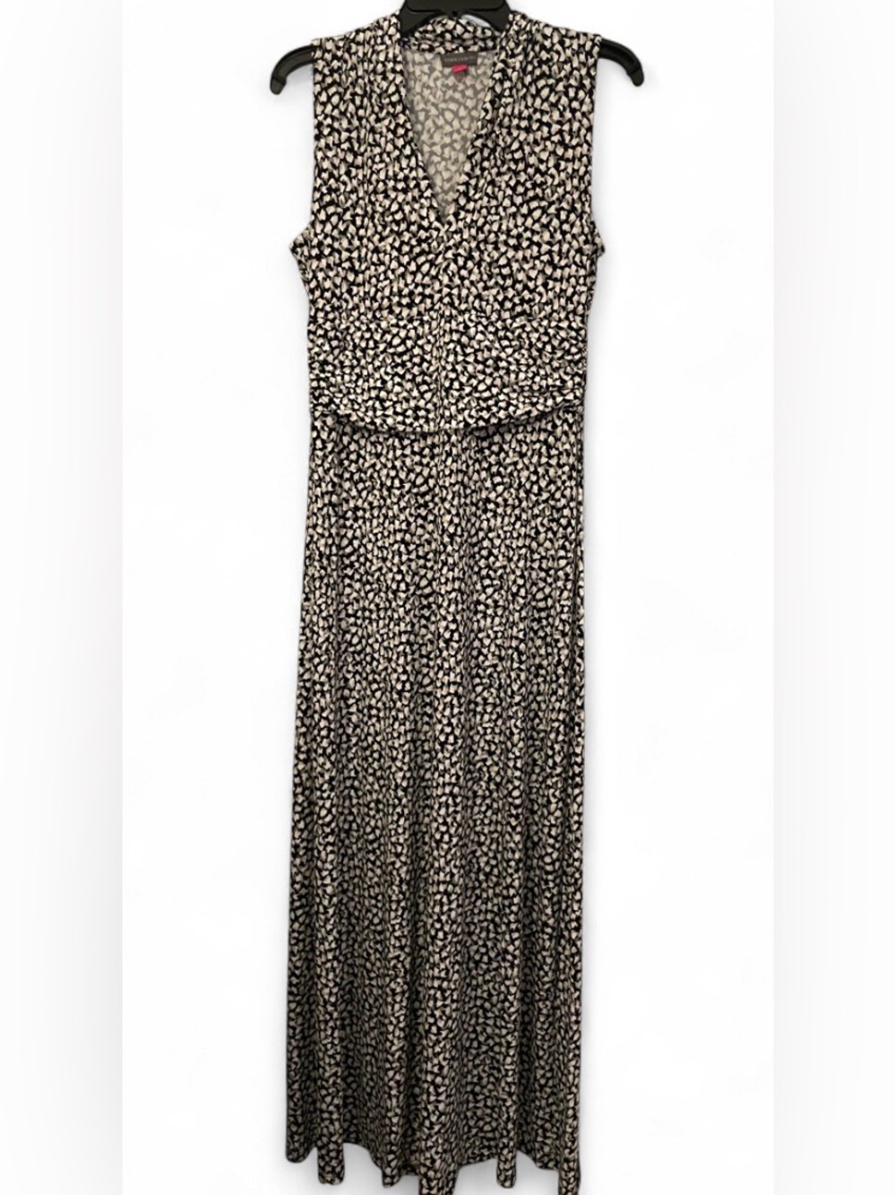 Vince Camuto Sleeveless V-neck Black and White Maxi Dress Womens Size Medium